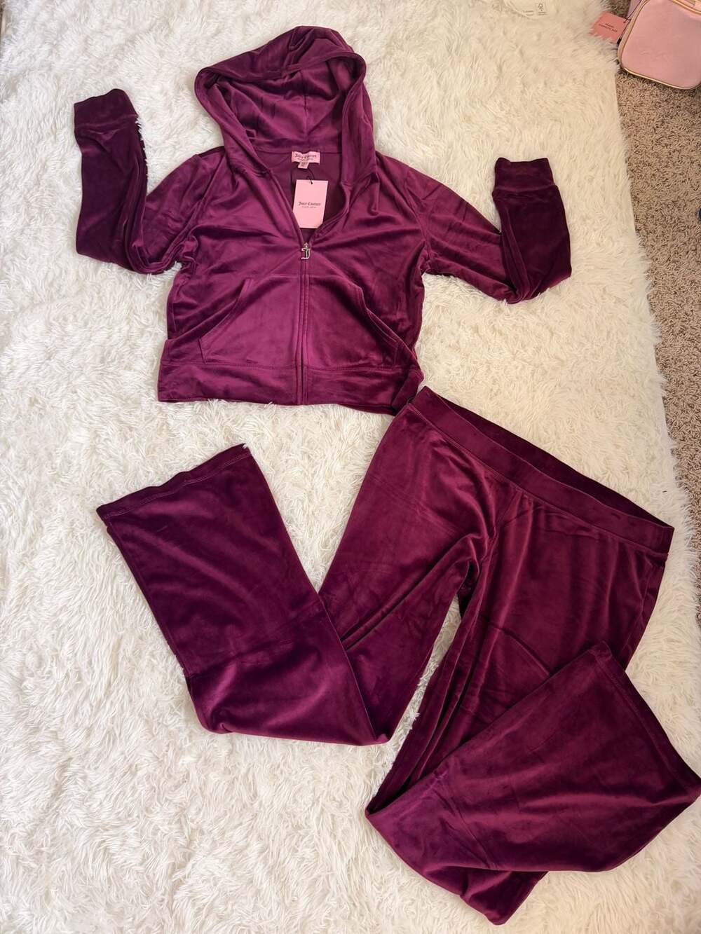 XL Juicy Couture Dark Purple OG Big Bling Velour Tracksuit Set Size XL - Picture 4 of 8